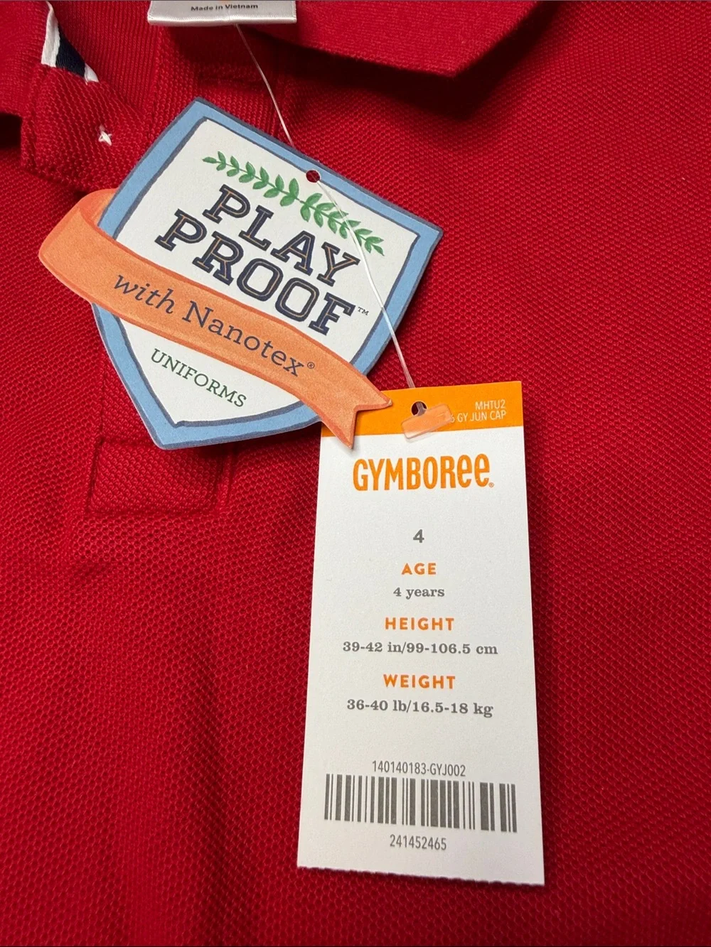 Gymboree Red Polo Shirt for Kids. Size: 4 NWT